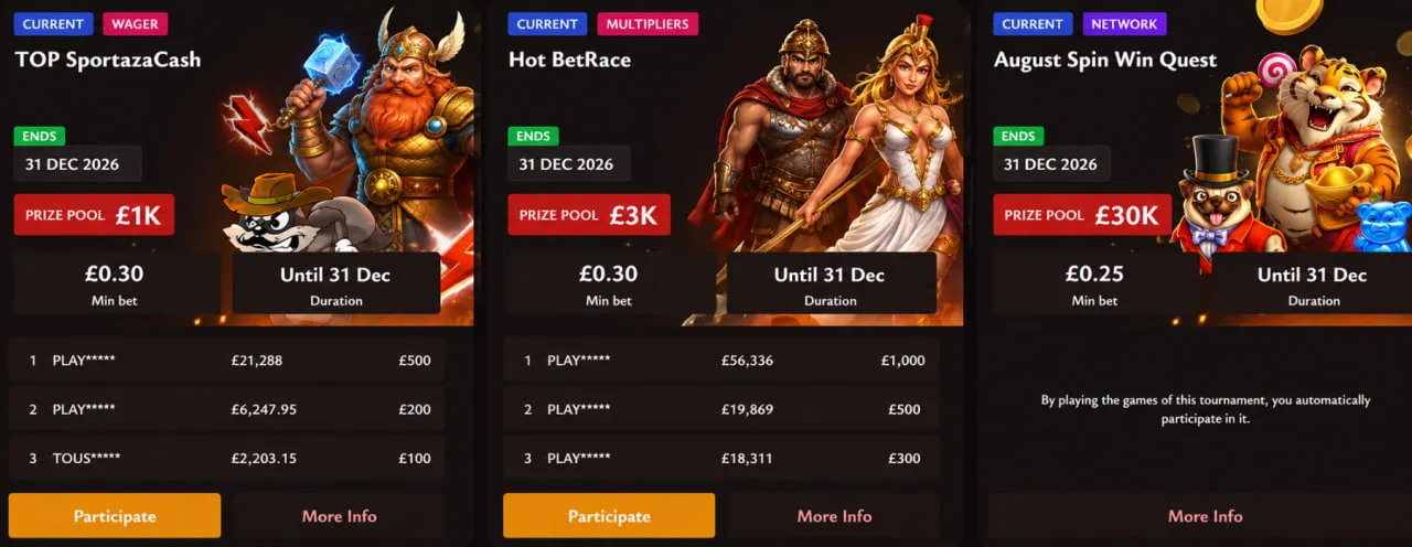 spartaza casino tournaments